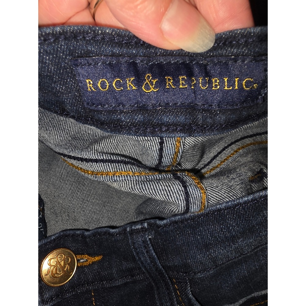 Rock & Republic Kasandra Dark Wash Studded Bootcut Jeans Size 10M R010348 - Picture 3 of 11